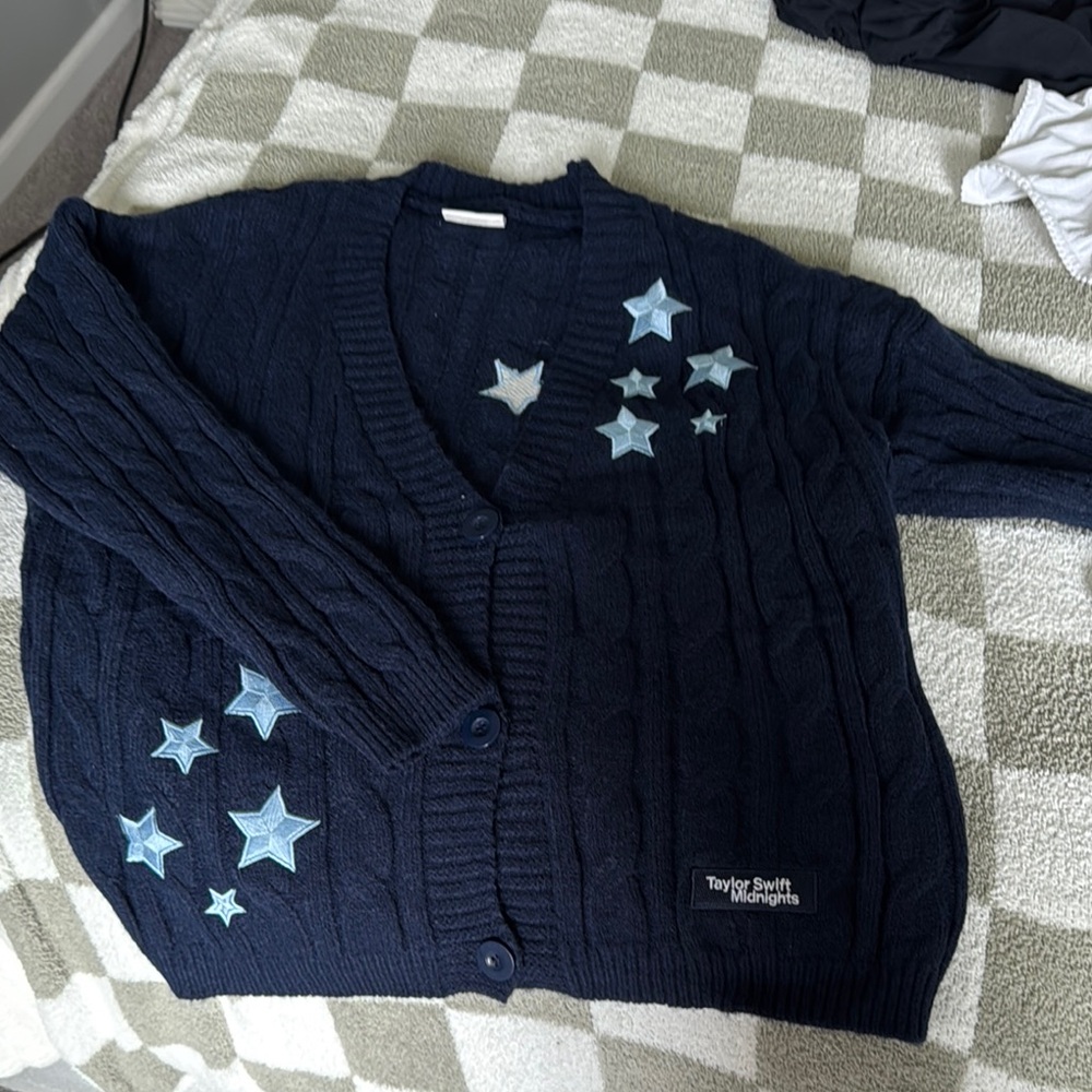 Taylor Swift Midnights Navy Cardigan with Star Accents